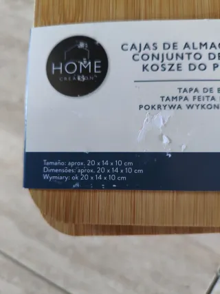 2 Cajas Almacenaje Bambú y Plástico