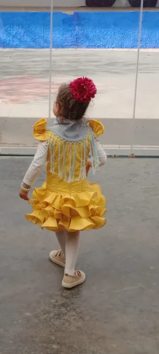 Vestido Flamenca Niña Amarillo Lunares 2-4años