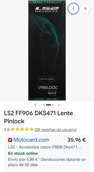 Pinlock para casco LS2 FF906 a estrenar