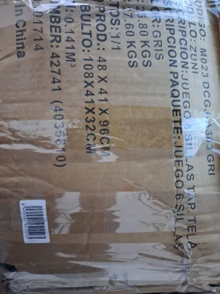 Pack 6 Sillas Comedor Tela Gris