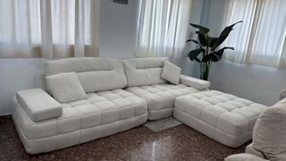 Sofá chaise longue beige enrollable NUEVO