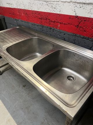 Fregadero doble inoxidable con grifo 175x70x85