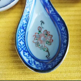 6 Cucharas chinas para sopa Asiáticas Cerámica Azu