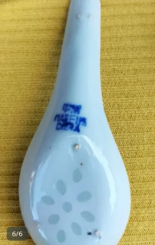 6 Cucharas chinas para sopa Asiáticas Cerámica Azu