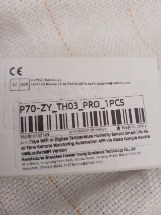 Sensor Temperatura y Humedad ZY WiFi