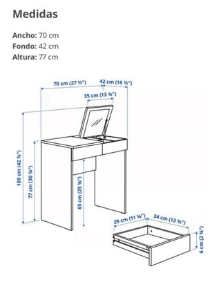 Escritorio tocador IKEA BRIMNES con espejo