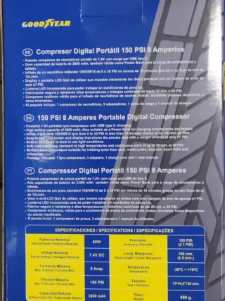 Compresor Goodyear 150 PSI Digital Portátil