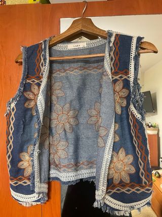 Chaleco tejano bordado LARA Talla S