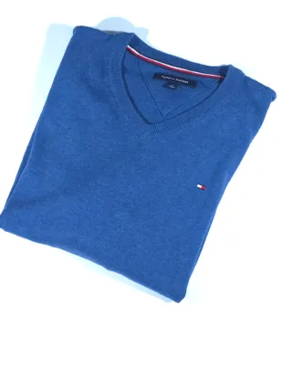 Maglione Tommy Hilfiger V-neck Blu avio M