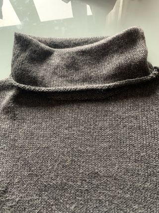 Jersey lana mohair cuello alto mujer gris