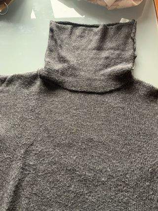 Jersey lana mohair cuello alto mujer gris