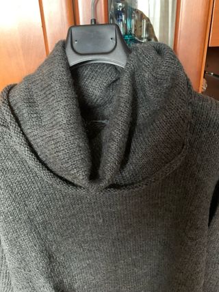 Jersey lana mohair cuello alto mujer gris