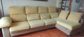 Sofá modular beige y marrón