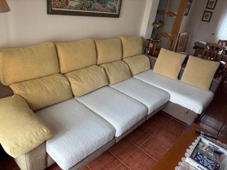 Sofá modular beige y marrón