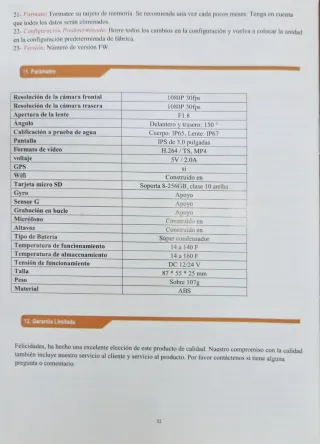 Cámara Grabación Delantera y Trasera 1080P. Nueva