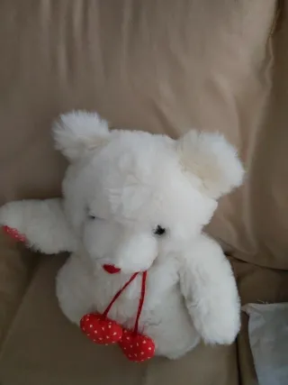 Osito de peluche blanco con corazones san Valentín