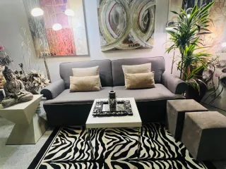 Sofá modular beige y naranja