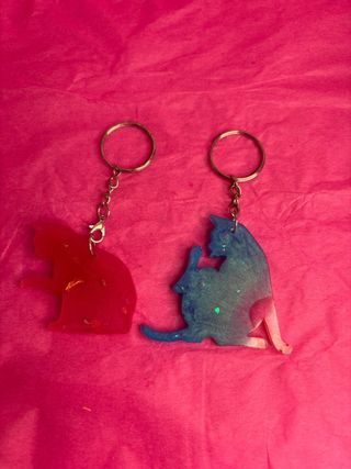 Llaveros de Gato Naranja y Dorado