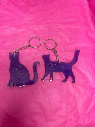 Llaveros de Gato Naranja y Dorado