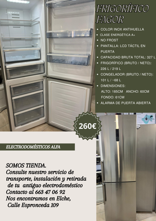 Frigorífico Fagor Inox A+