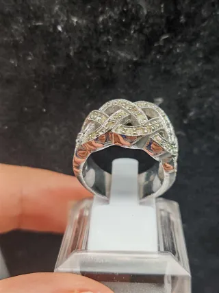 Anello Argento 925 Fascia Larga Zircone