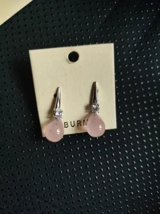 Pendientes lágrima con piedra Rosa y brillantes