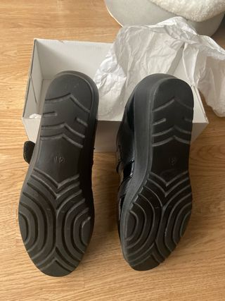 ZAPATOS NUEVOS MUJER NEGROS CUÑA CON VELCRO N 41