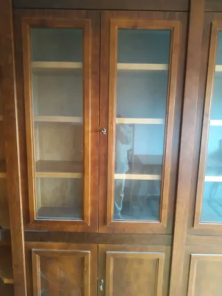 Librería de madera de nogal y vestidor