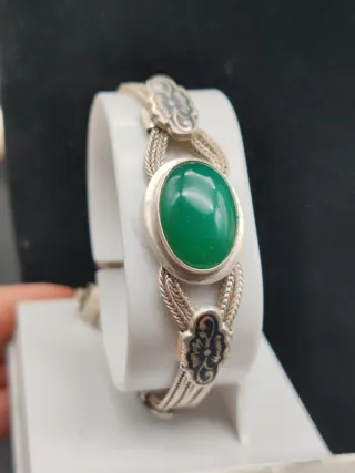 Bracciale Argento 925 Vintage Pietra Verde