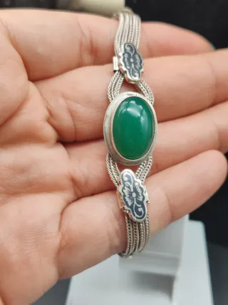 Bracciale Argento 925 Vintage Pietra Verde