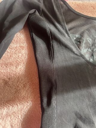 Body transparente manga larga negro