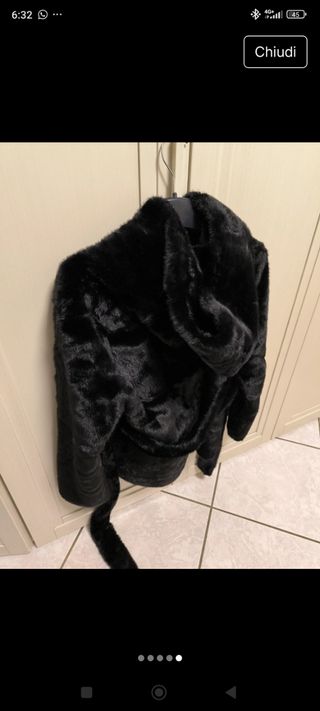 Giacca donna finta pelliccia nera taglia unica
