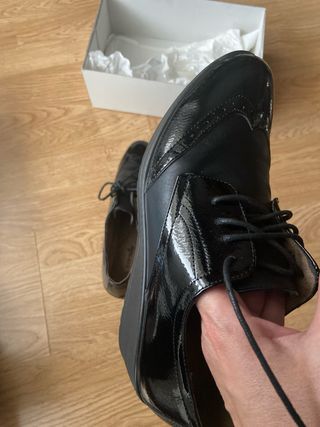 ZAPATOS VESTIR MUJER NEGROS CUÑA N 41 NUEVOS