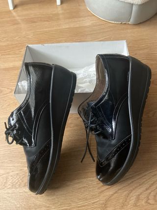 ZAPATOS VESTIR MUJER NEGROS CUÑA N 41 NUEVOS