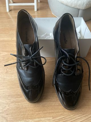 ZAPATOS VESTIR MUJER NEGROS CUÑA N 41 NUEVOS