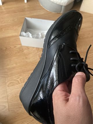ZAPATOS VESTIR MUJER NEGROS CUÑA N 41 NUEVOS