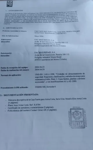 Caja de seguridad FAC grado III, modelo ELITE 12