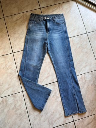 Completo: Blazer nero 100% lana, jeans blu M