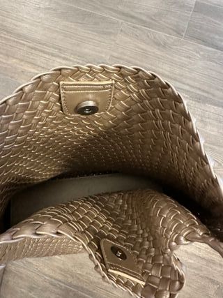 Borsa intrecciata oro/champagne con tracolla