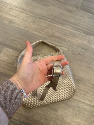 Borsa intrecciata oro/champagne con tracolla