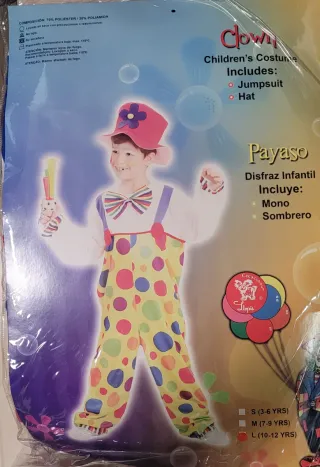 Disfraz Payaso Infantil Talla L (10-12 Años)