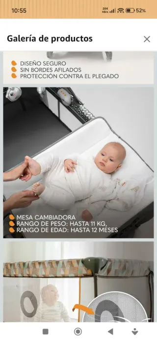 Cuna de viaje 2 niveles con cambiador.