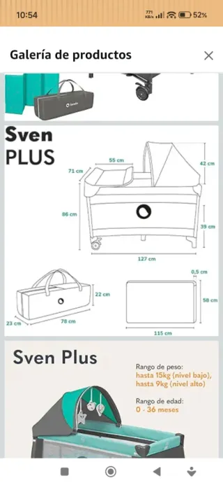 Cuna de viaje 2 niveles con cambiador.