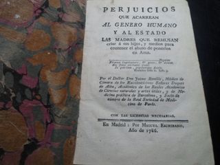 ANTIGUO 1786-PERJUICIOS ACARREAN GENERO HUMANO EST