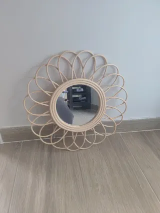 Espejo redondo caña decorativo