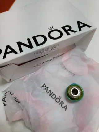 Charm Pandora Original Verde y Plata