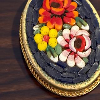 Ciondolo antico micromosaico floreale oro