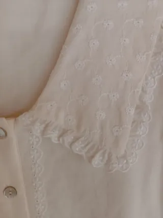 Blusa romántica Zara Blanca Cuello Bobo Bordado