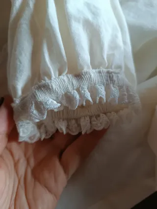 Blusa romántica Zara Blanca Cuello Bobo Bordado