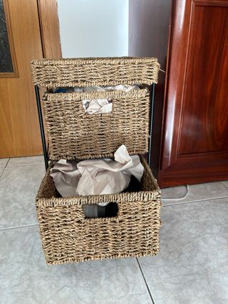 Mesilla noche mimbre 2 cajones